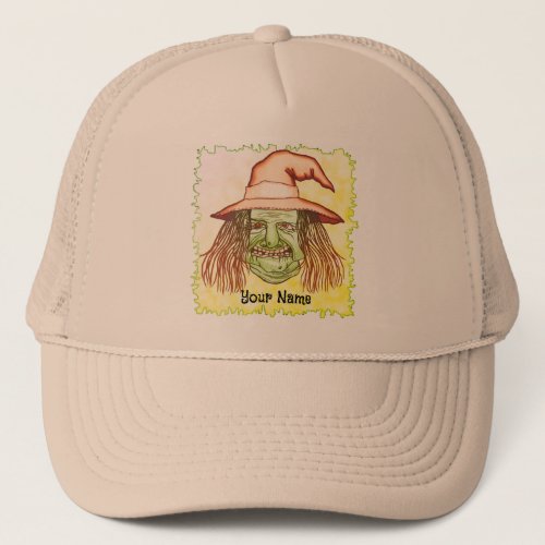 Green Witch Face Trucker Hat