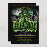 Green Witch Graveyard Brewing Halloween Party  Invitation<br><div class="desc">Customize for any event</div>