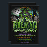 Green Witch Graveyard Brewing Halloween Party  Invitation<br><div class="desc">Customize for any event</div>