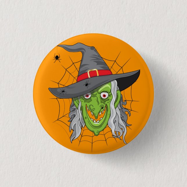 Green Witch Halloween Button (Front)