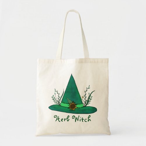 Green Witch Hat Herb Craft Pagan Witchcraft Magic Tote Bag