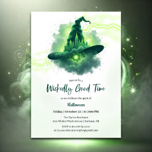 Green Witch Hat Magical Fantasy Halloween Invitation