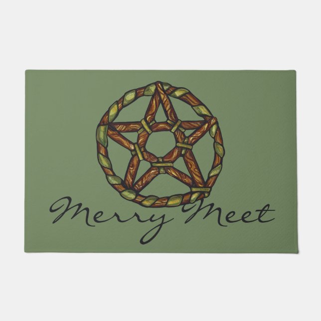 Green Witch Pagan Pentacle Nature Wicca            Doormat (Front)