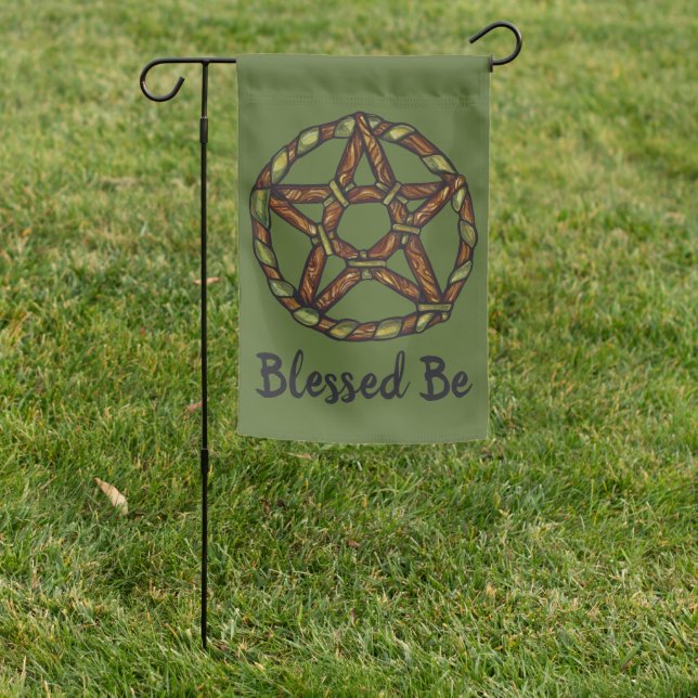 Green Witch Pagan Pentacle Nature Wicca            Garden Flag (In SItu)