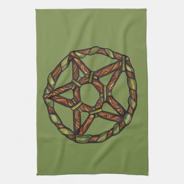 Green Witch Pagan Pentacle Nature Wicca            Kitchen Towel (Vertical)