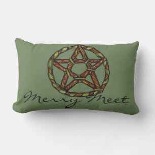 Green Witch Pagan Pentacle Nature Wicca Lumbar Pillow
