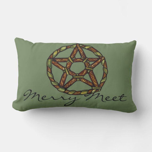 Green Witch Pagan Pentacle Nature Wicca            Lumbar Pillow (Front)