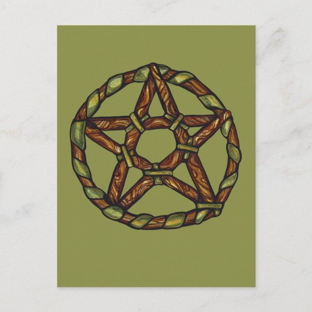 Green Witch Pagan Pentacle Nature Wicca            Postcard (Front)