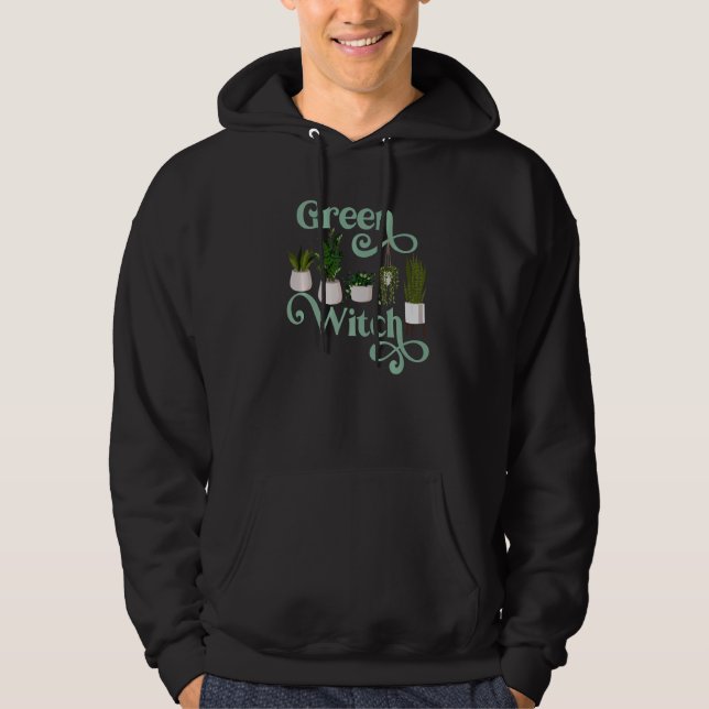 Green Witch Plant Mom Lady Indoor Outdoor Plants Hoodie (Front)