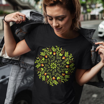 Green Witch Potion Mushroom Leaves Plants Mandala T-shirt by borianag at Zazzle