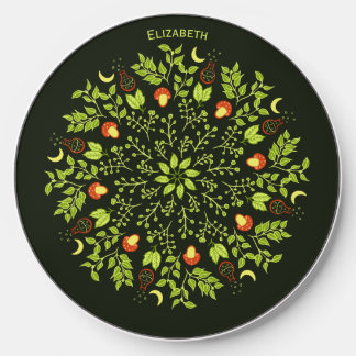 Green witch potion mushroom plants mandala name wireless charger