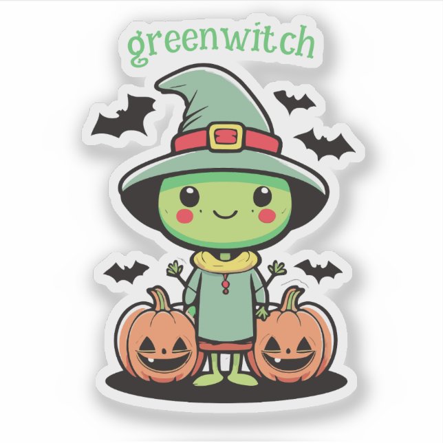 Green Witch Sticker (Front)