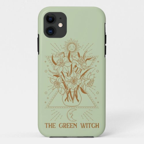 Green witch sun moon collage naturalist herbalist iPhone 11 case