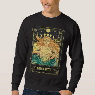 Green Witch Tarot Card Pagan Wicca Wiccan Retro Vi Sweatshirt