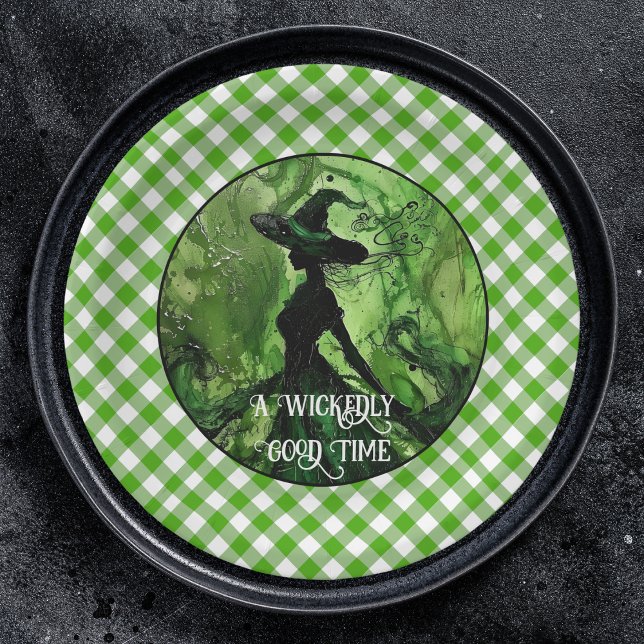 Green Witch Wickedly Good Time Halloween Birthday Paper Plates (Creator Uploaded)