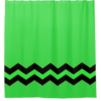 Green with Black Accent Shower Curtain