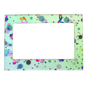 Green with Colorful Music Design Magnetic Frame