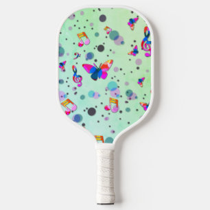 Green with Colorful Music Design Pickleball Paddle
