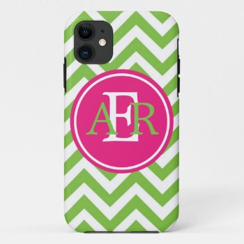Green With Envy Monogram Iphone 11 Case by Jmariegarza at Zazzle