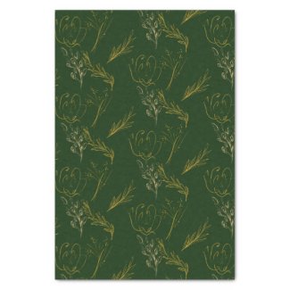 Green with Gold Contemporary Floral Tissue Paper