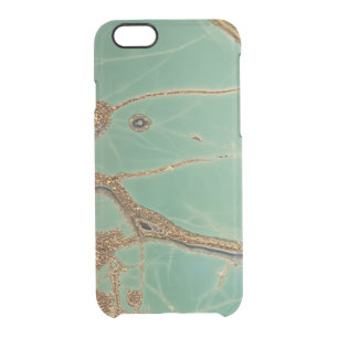 Green with gold -Luxury Agate Variscite Gem Clear iPhone 6/6S Case