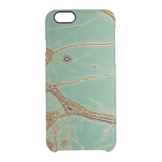 Green with gold -Luxury Agate Variscite Gem Uncommon iPhone Case (Back)