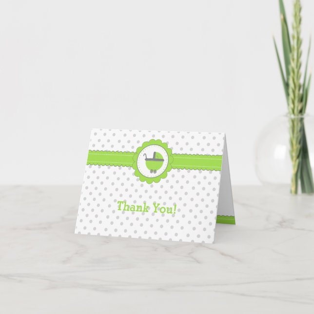 Green with Gray Polka Dot Thank You Card (Front)