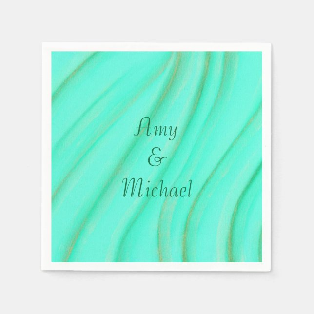 Green with green and gold blends Names Napkins (Front)
