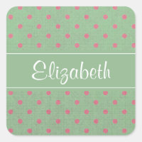 Green with Pink Polka Dots Personalized