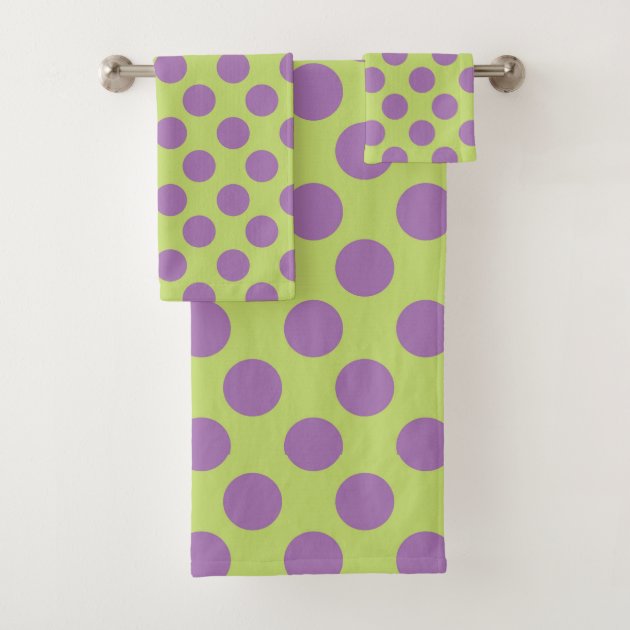 purple polka dot bath towels