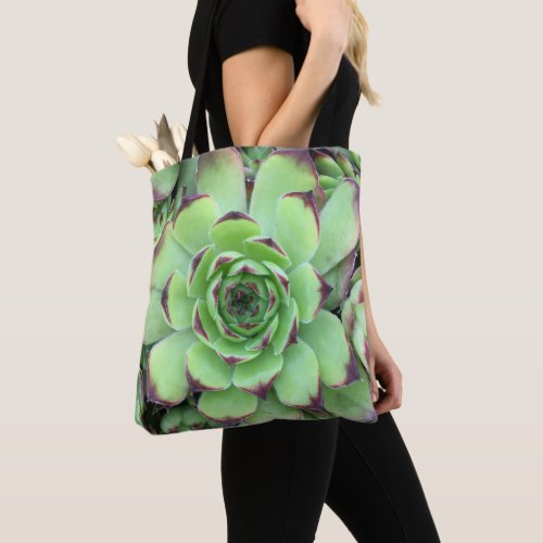 Green with Purple Tips Succulent Close_Up Photo Tote Bag
