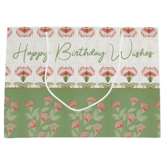 Green With Rusty Red Large Gift Bag