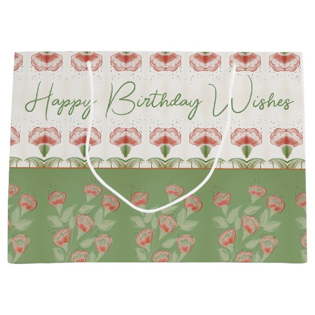Green With Rusty Red Large Gift Bag (Front)