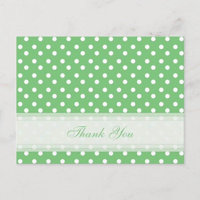Green with White Polka Dot Thank You Cards (Front)