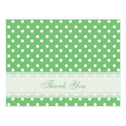 Green with White Polka Dot Thank You Cards | Zazzle
