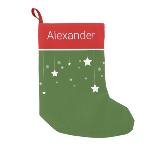 Green with White Stars Small Christmas Stocking
