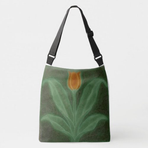 Green with Yellow Tulip Crossbody Bag