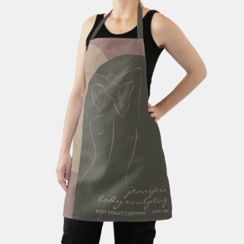 Green Woman Body Sculpted Contouring Spray Tan Apron