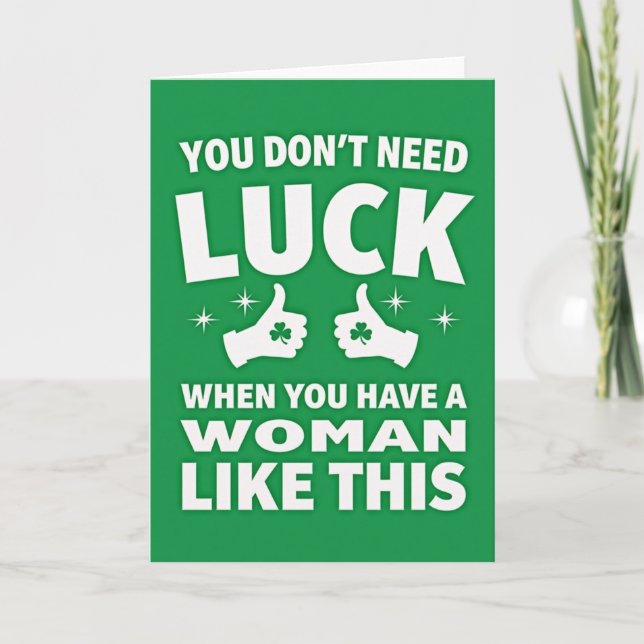 Green Woman Luck Text Card (Front)