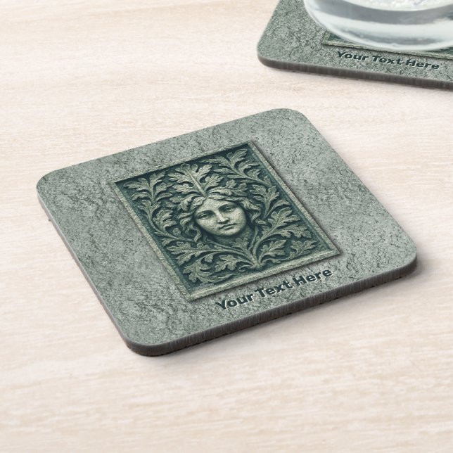 Green Woman - Stone Beverage Coaster (Left Side)