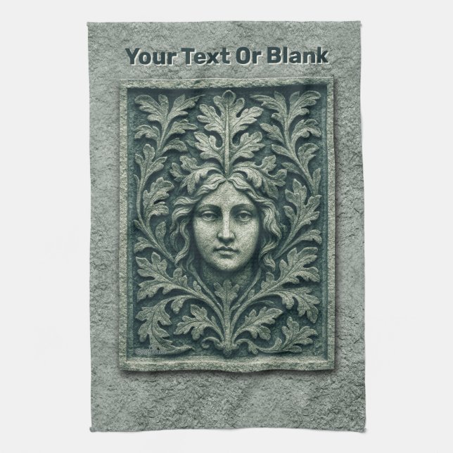 Green Woman - Stone Kitchen Towel (Vertical)