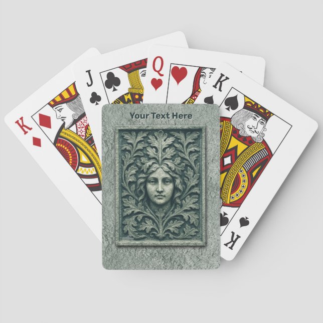 Green Woman - Stone Poker Cards (Back)