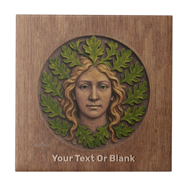 Green Woman - Wood Ceramic Tile (Front)