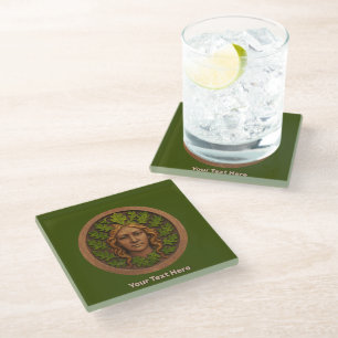 Green Woman - Wood Glass Coaster