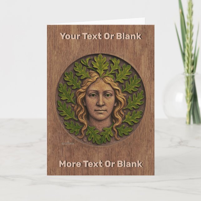 Green Woman - Wood Holiday Card (Front)