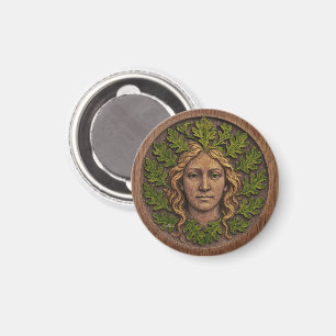 Green Woman - Wood Magnet