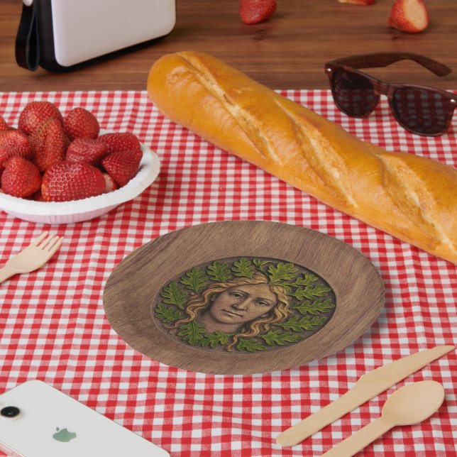 Green Woman - Wood Paper Plates (Picnic)