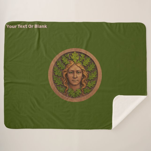 Green Woman - Wood Sherpa Blanket (Front (Horizontal))