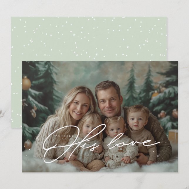 Green Wonders of His Love Christmas Card (Front/Back)