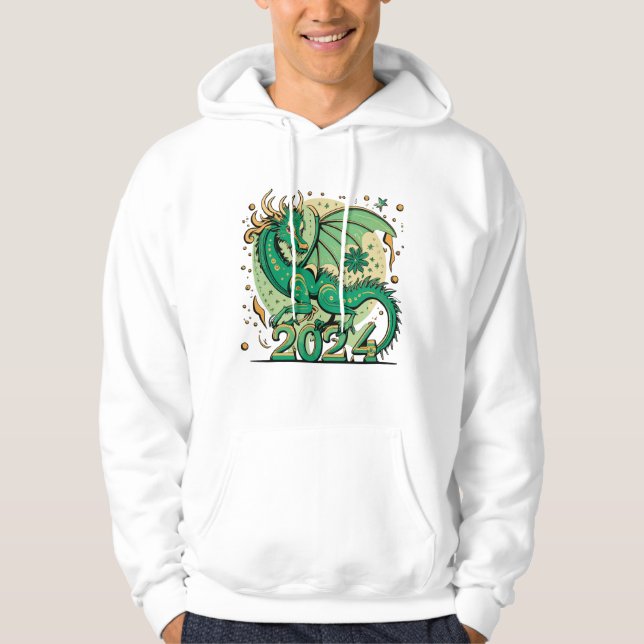 Green Wood Dragon Symbol 2024 Chinese Hoodie (Front)